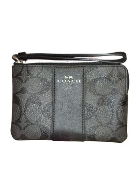 Coach Black Signature Zip Wristlet